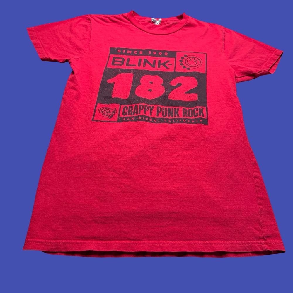 Blink 182 Womens T Shirt Small Red Crappy Punk Rock San Diego Band Graphic